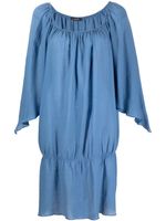 Gianfranco Ferré Pre-Owned robe froncée à manches longues (années 2000) - Bleu