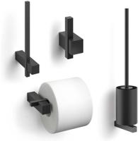 ZACK Carvo Toilet accesoires set 4-in-1 rond zwart - thumbnail