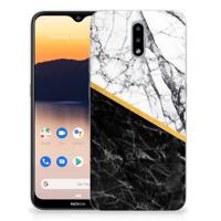 Nokia 2.3 | TPU | Siliconen hoesje | Marmer Wit Zwart - Origineel Cadeau Man