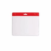 Multipack van 10x Badgehouder rood 11,5 x 9,5 cm   - - thumbnail