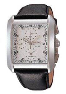 Horlogeband Seiko 7T62-0GL0 / SNA771P2 / 4KW8JZ Glad leder Zwart 26mm