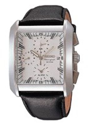 Horlogeband Seiko 7T62-0GL0 / SNA771P2 / 4KW8JZ Glad leder Zwart 26mm