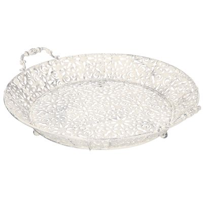Gietijzeren dienblad/schaal lichtgrijs Lilli 35 cm Gietijzeren dienblad/schaal lichtgrijs Lilli 35 cm
