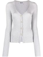 MOSCHINO JEANS cardigan nervuré à col v - Gris