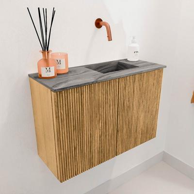 Toiletmeubel Mondiaz Joya Dlux | 60 cm | Meubelkleur Oak | Faye wastafel Sombra Wasbak Rechts | Zonder kraangat(en)