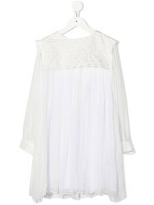 Chloé Kids robe en soie à volants - Blanc