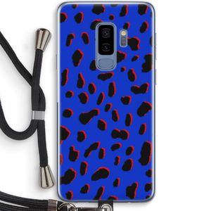 Blue Leopard: Samsung Galaxy S9 Plus Transparant Hoesje met koord