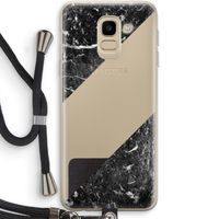 Zwart marmer: Samsung Galaxy J6 (2018) Transparant Hoesje met koord