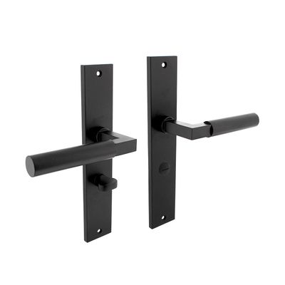 Intersteel Deurklink Bau-Stil op schild WC slot 63mm mat zwart