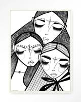 Urban Cotton Wandkleed 'Close' 80 x 110cm in Floating Frame - off white