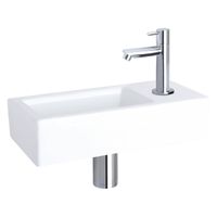 Differnz Ravo fonteinset - 38.5x18.5x24.5cm - Rechthoek - 1 kraangat - Recht chromen kraan - Keramiek Wit 38.400.76
