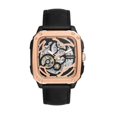 Horlogeband Fossil ME3205 Leder Zwart 22mm