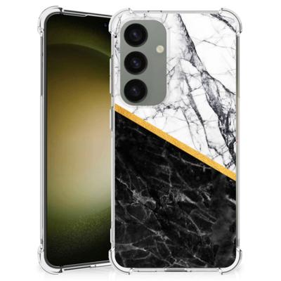 Samsung Galaxy S24 Anti-Shock Hoesje Marmer Wit Zwart - Origineel Cadeau Man Samsung Galaxy S24 Anti-Shock Hoesje Marmer Wit Zwart - Origineel Cadeau Man