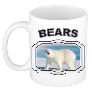 Dieren grote ijsbeer beker - bears/ ijsberen mok wit 300 ml     -