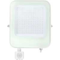 LED Bouwlamp 100 Watt met Sensor - LED Schijnwerper - Aigi Ixi - Natuurlijk Wit 4000K - Waterdicht IP65 - Mat Wit - Aluminium - thumbnail