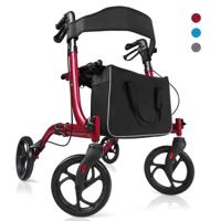 Aluminium Rollator Reisrollator Opvouwbaar Lichtgewichtrollator in Hoogte Verstelbaar Rood