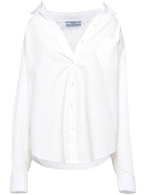 Prada chemise en popeline à logo brodé - Blanc