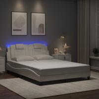 Bedframe met LED-verlichting kunstleer wit 140x190 cm