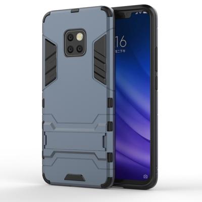 Schokbestendige PC + TPU Case voor Huawei mate 20 Pro met houder (marineblauw)