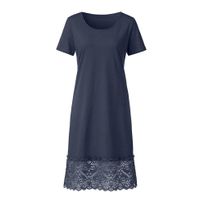 Jersey jurk van bio-katoen met kant, nachtblauw Maat: 40/42