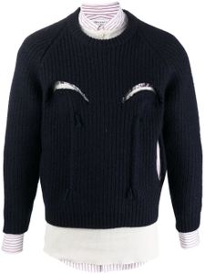 Maison Margiela pull en laine à design superposé - Bleu