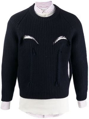 Maison Margiela pull en laine à design superposé - Bleu