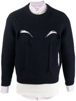 Maison Margiela pull en laine à design superposé - Bleu