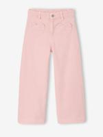 Wijde broek voor meisjes met hartvormige zakken roze (poederkleur)