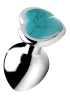 Gemstones Turquoise Heart Medium Anal Plug - thumbnail