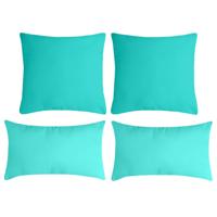 Stof Textile sierkussen Nelson - set 4x - aqua blauw - 2 formaten