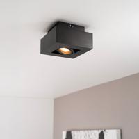 Pollux nero I by LUSENZ - Vierkante plafondlamp met richtbare spot, matzwarte coating en interieur