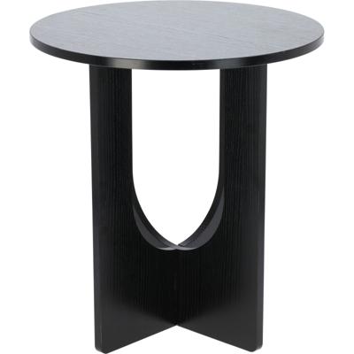 Bijzettafeltje Bari - zwart - D38x H42 cm - mdf hout - plantenpot verhoger - koffie en lampjes tafel