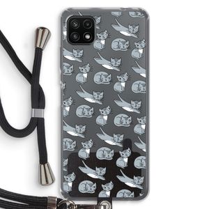 Poezen: Samsung Galaxy A22 5G Transparant Hoesje met koord