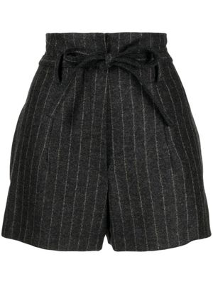 IRO short rayé à taille haute - Gris