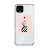 Zwart-wit cactus: Pixel 4 Transparant Hoesje