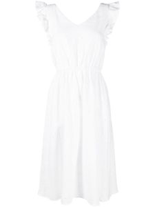 PS Paul Smith robe mi-longue volantée à broderies - Blanc