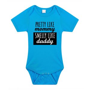 Pretty like mommy smelly like daddy cadeau baby rompertje blauw jongens