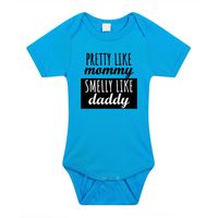 Pretty like mommy smelly like daddy cadeau baby rompertje blauw jongens - thumbnail