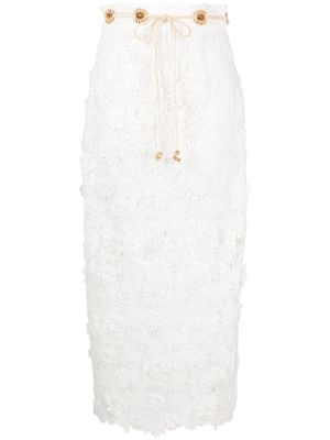 ZIMMERMANN jupe mi-longue en dentelle - Blanc