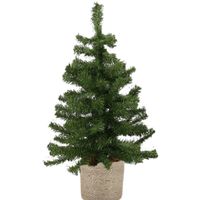 Kunst kerstboom/kunstboom groen 60 cm met naturel jute pot