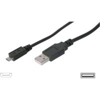 Digitus USB-kabel USB 2.0 USB-A stekker, USB-micro-B stekker 1.80 m Zwart AK-300110-018-S