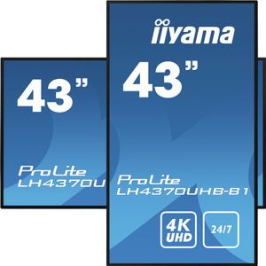 iiyama LH4370UHB-B1 beeldkrant Digitale signage flatscreen 108 cm (42.5") VA 700 cd/m² 4K Ultra HD Zwart Type processor Android 9.0 24/7