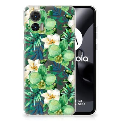 Motorola Edge 30 Neo | TPU Case | Orchidee Groen Motorola Edge 30 Neo | TPU Case | Orchidee Groen