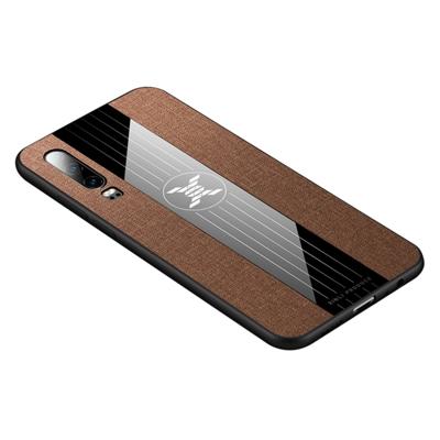 Voor Huawei P30 XINLI stiksels doek Textue schokbestendig TPU beschermhoes (bruin)