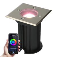 Smart Grondspot buiten - Vierkant - 5,5 Watt 345 lumen - RGBWW - Wifi + Bluetooth - Bestuurbaar via app - IP65 waterdicht - Google Home, Amazon Alexa en Siri - RVS
