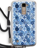 Blauw motief: LG K10 (2016) Transparant Hoesje met koord