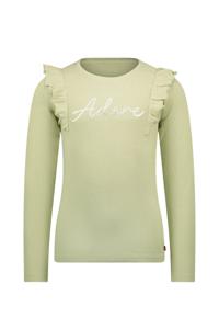 MAYCE Meisjes shirt rib ruffel - Pistache groen