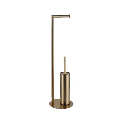 Fortifura Calvi vrijstaande toiletrolhouder met toiletborstel - Geborsteld Messing PVD (Goud) SW1189060