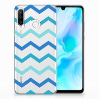 Huawei P30 Lite TPU bumper Zigzag Blauw - thumbnail