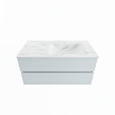 MONDIAZ VICA-DLUX 100cm badmeubel onderkast Clay 2 lades. Inbouw wastafel CLOUD rechts 1 kraangat, kleur Opalo.